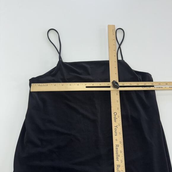 Zara Dress Womens Large Black Spaghetti Strap Midi Slip Minimalist Square Neck - Picture 6 of 7
